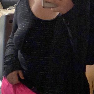 Black with sparkly gold stripes long sleeve tee